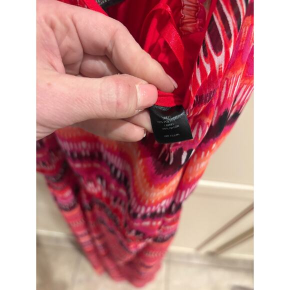 White House Black Market Women's Maxi Dress M 6-12 Red Pink WHBM Dress - Picture 5 of 5